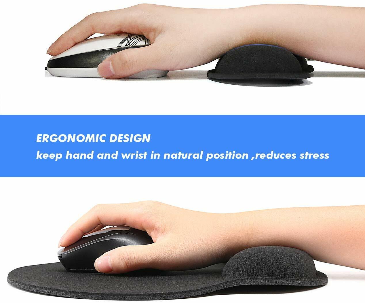 2Pc Premium Memory Foam Keyboard Wrist Support Bar and Mouse Wrist Rest Pads Set