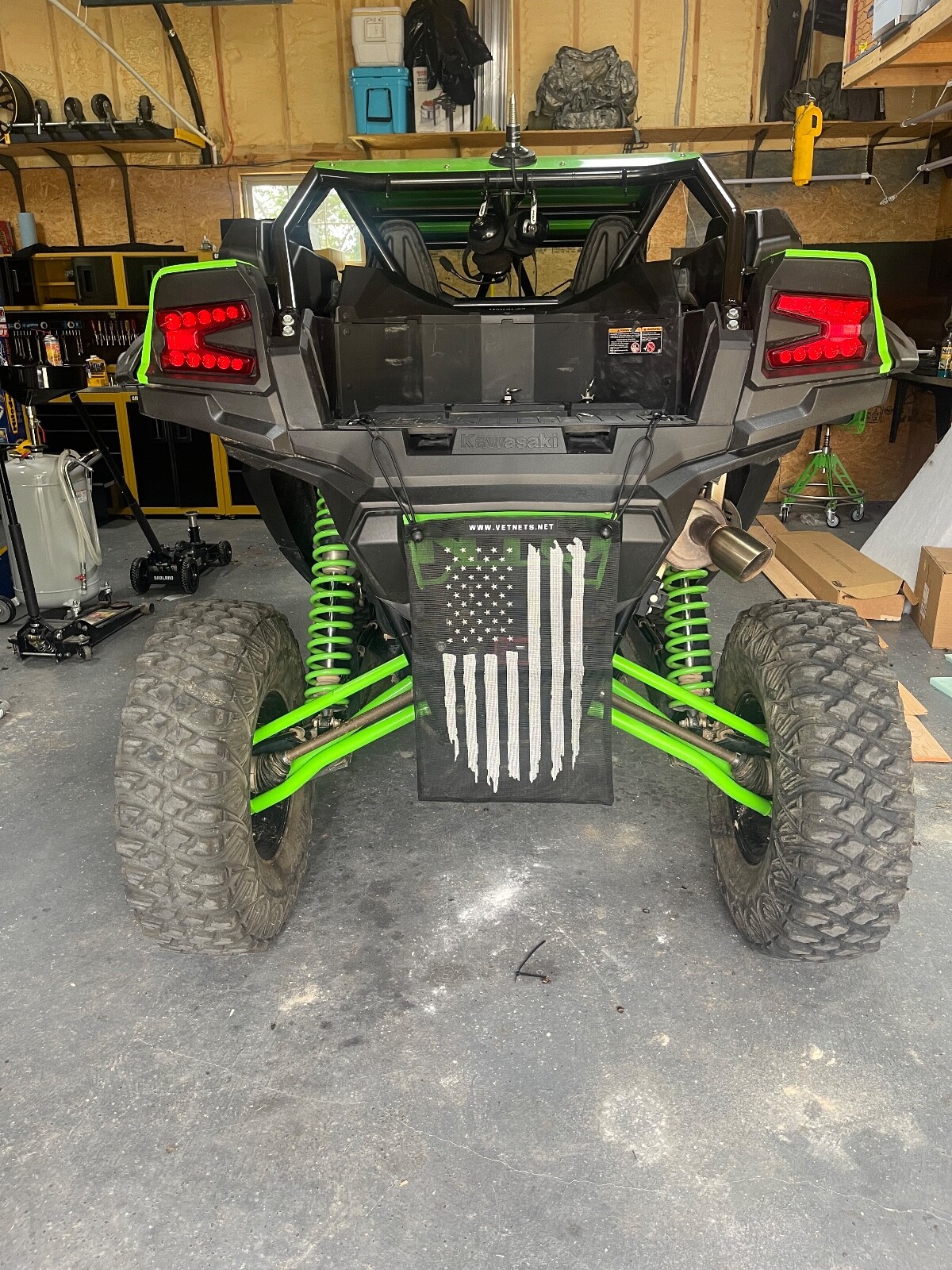 UTV Mesh Trash Bag with weathered flag