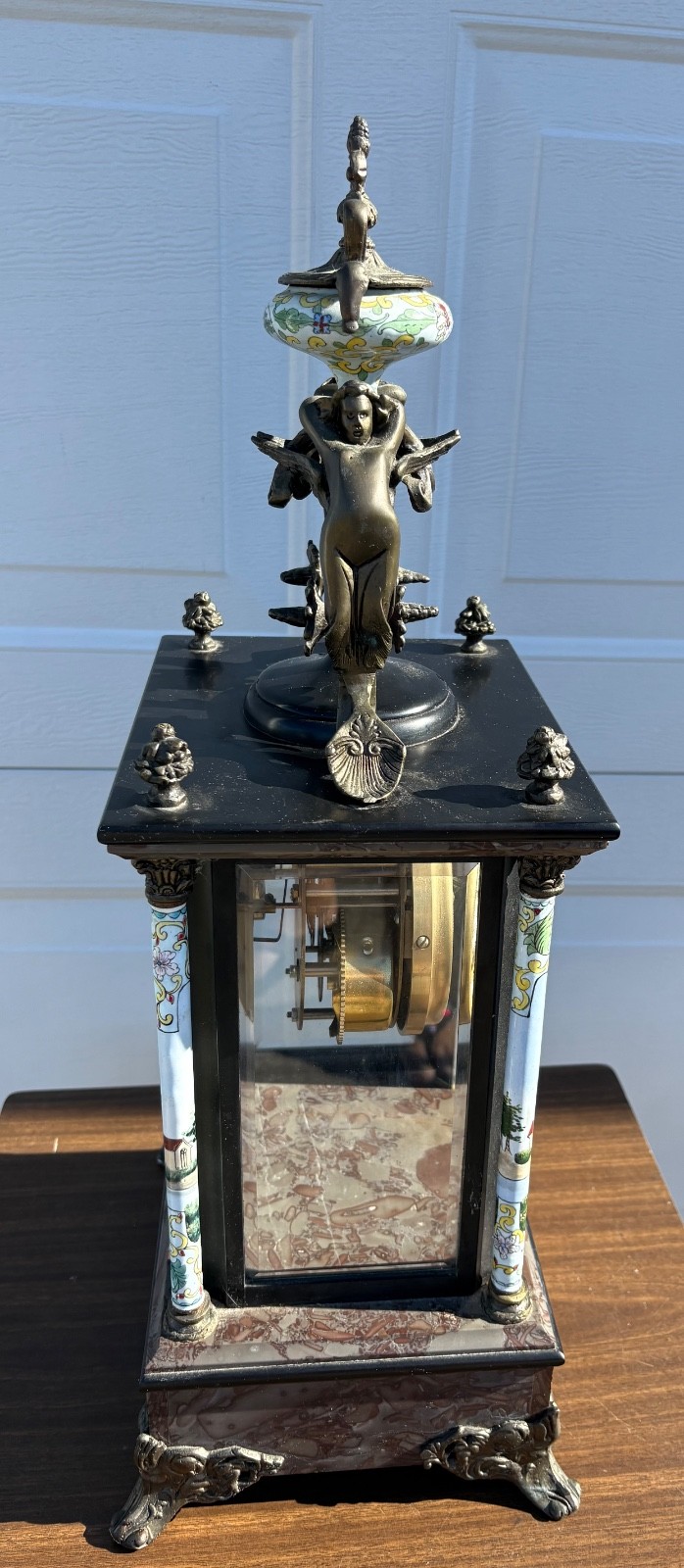 French Clock Bronze Cherubs Lion 1880's **Read**