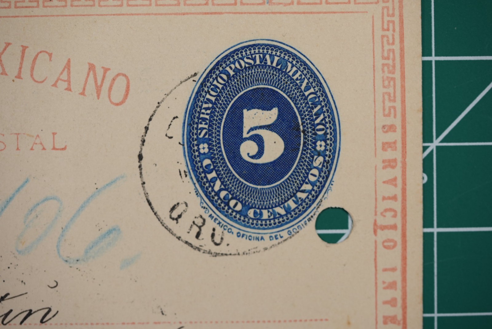 1892 Mexico 5c Blue Postal Card Querétaro to Mexico City Business Use