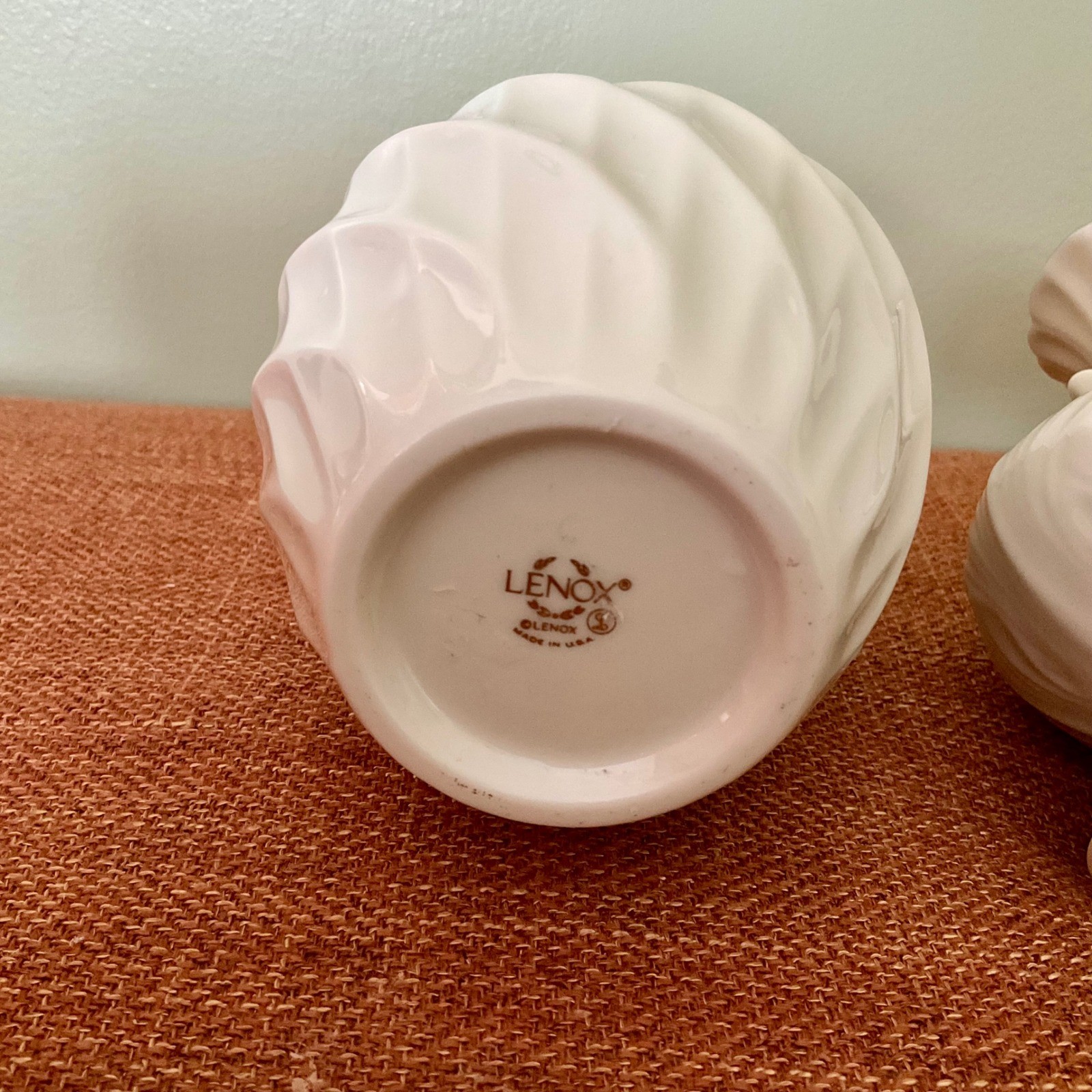 Lenox Ivory Fine China Bud Vase Set 24k Gold Trim Swirl Leaf Embossed Made USA