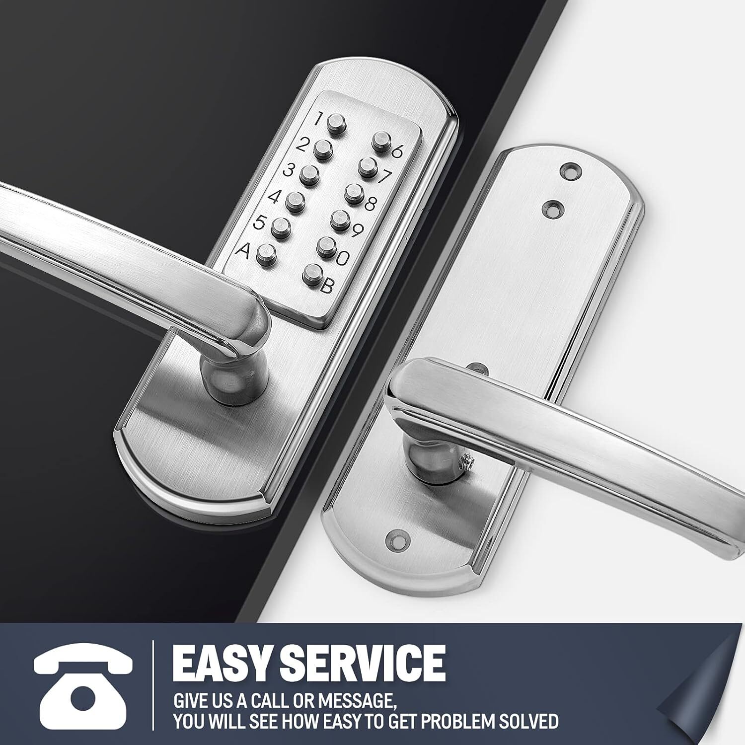Keyless Entry Keypad Door Lock Mechanical With Keypad&Handle Stainless Steel 304