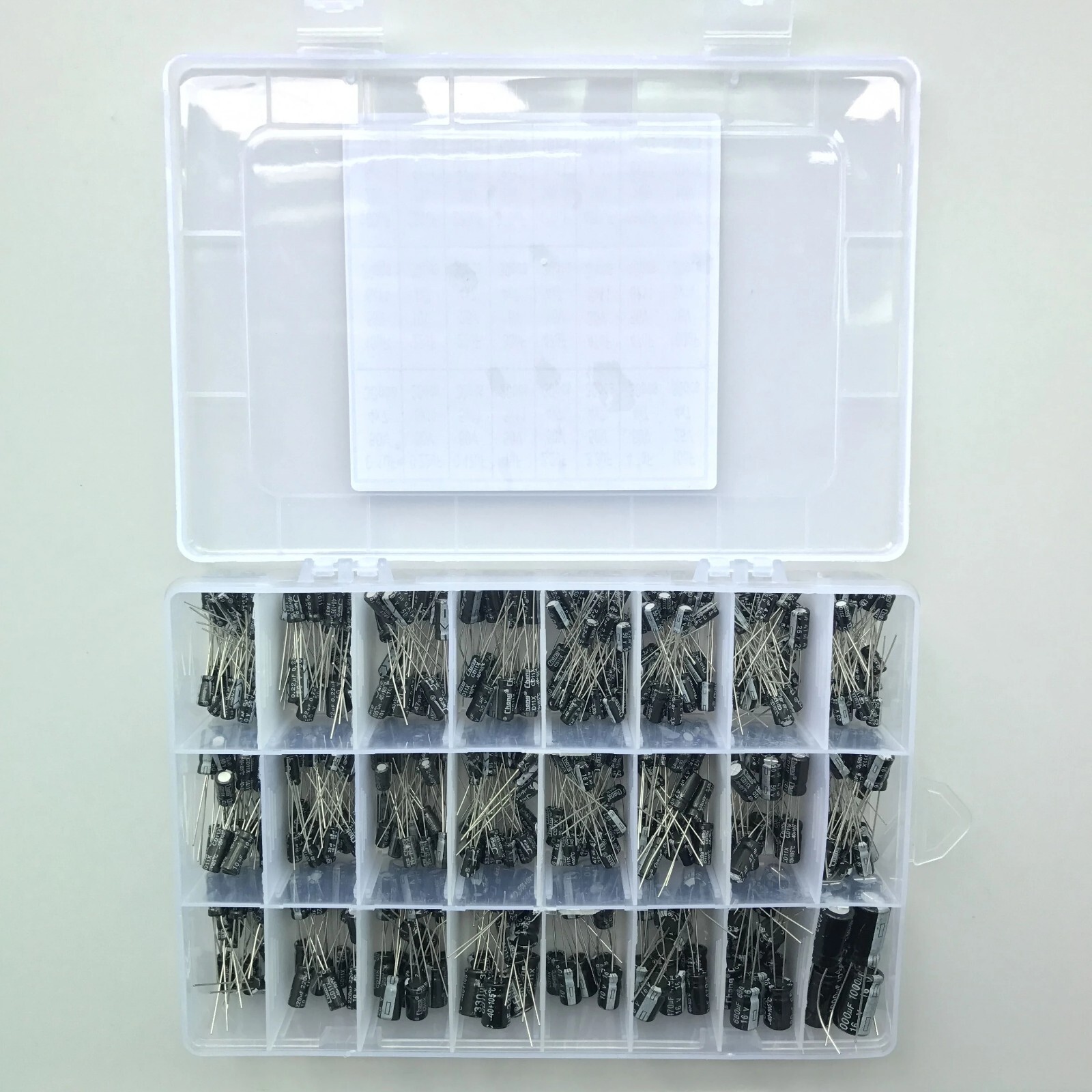500pc Radial Electrolytic Capacitor Assortment Kit 24 Value 0.1uF-1000uF 10V-50V