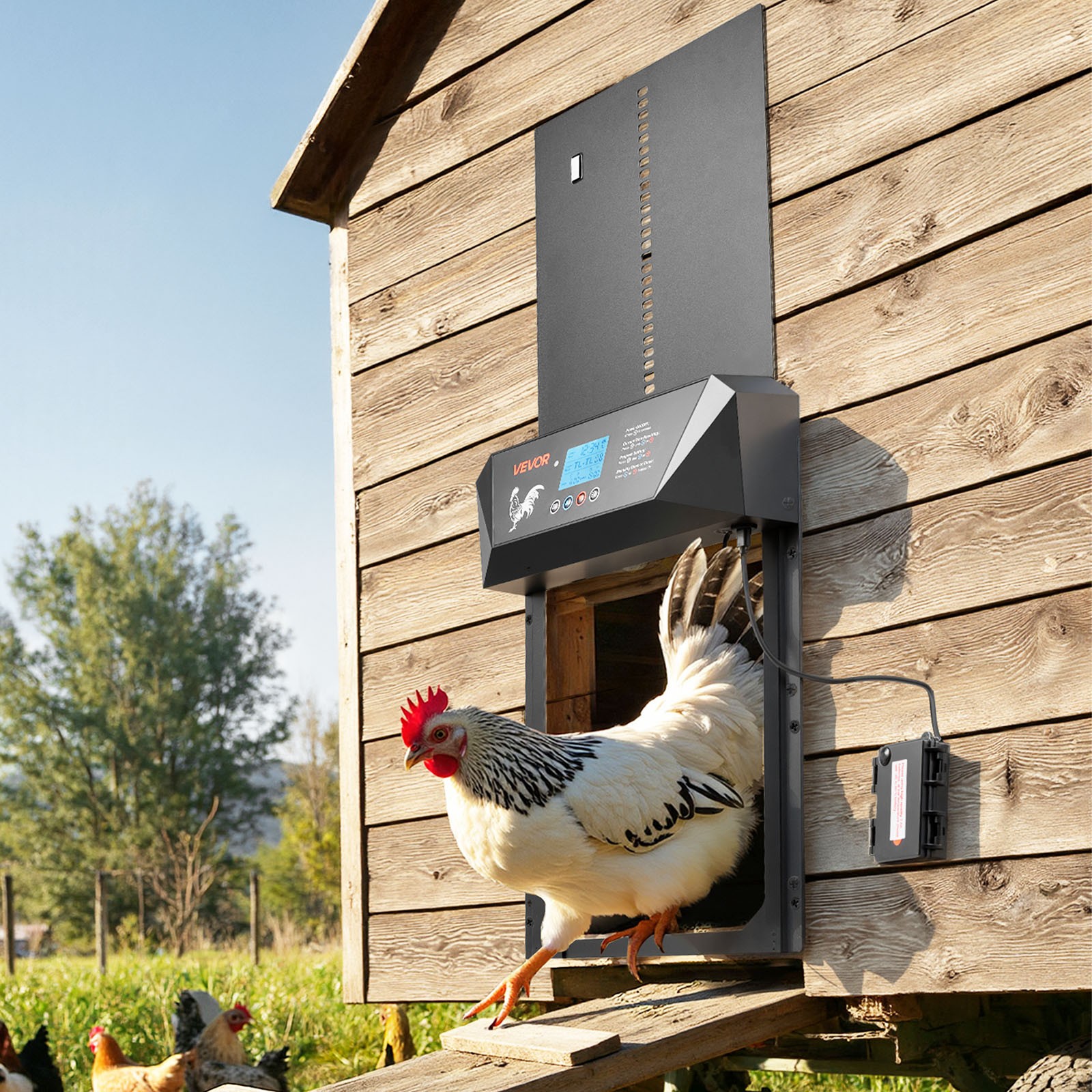 VEVOR DC & Battery Powered Automatic Chicken Coop Door Opener Light Sensor Timer