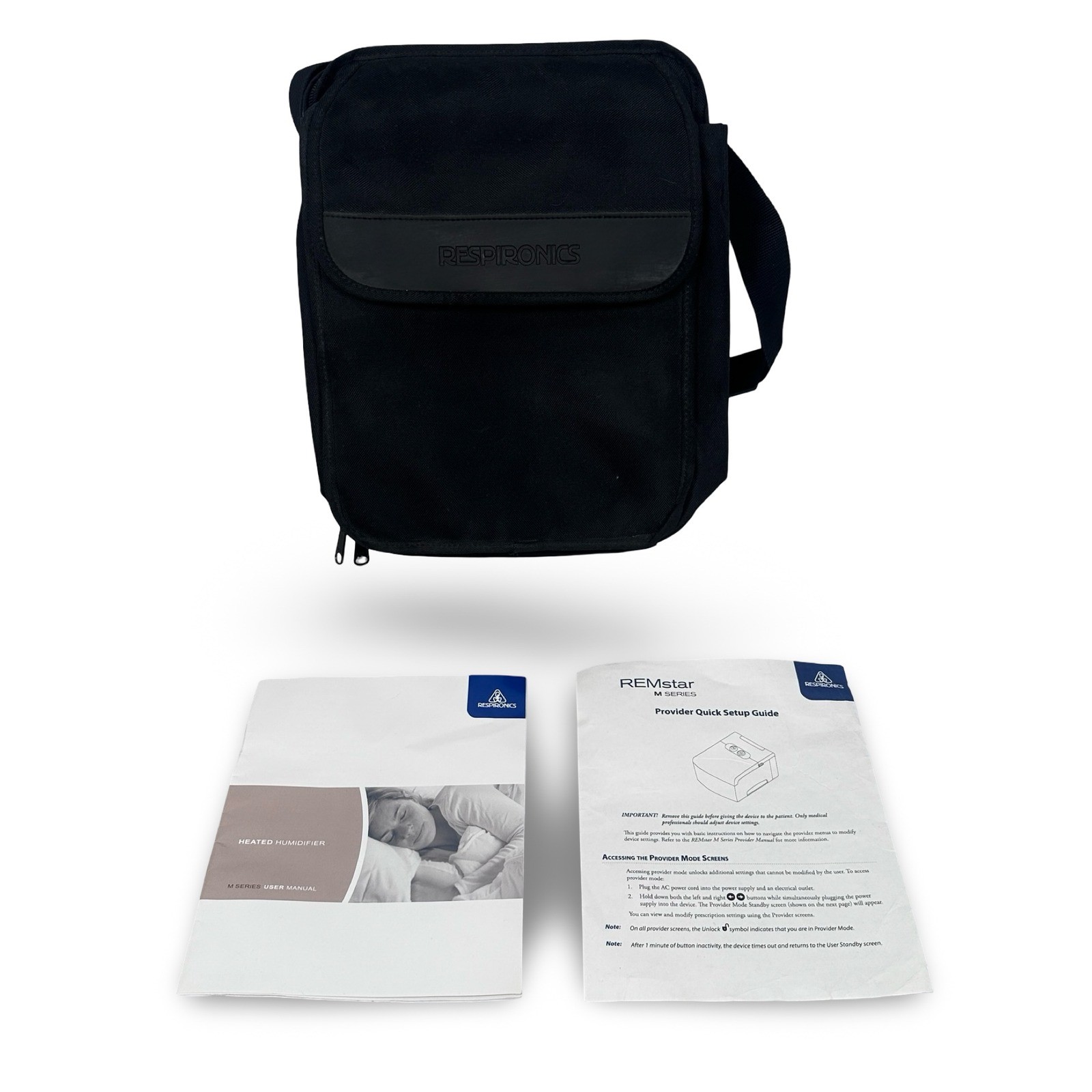 Respironics REMstar M Series Travel Bag Black Carrying Case with Manuals