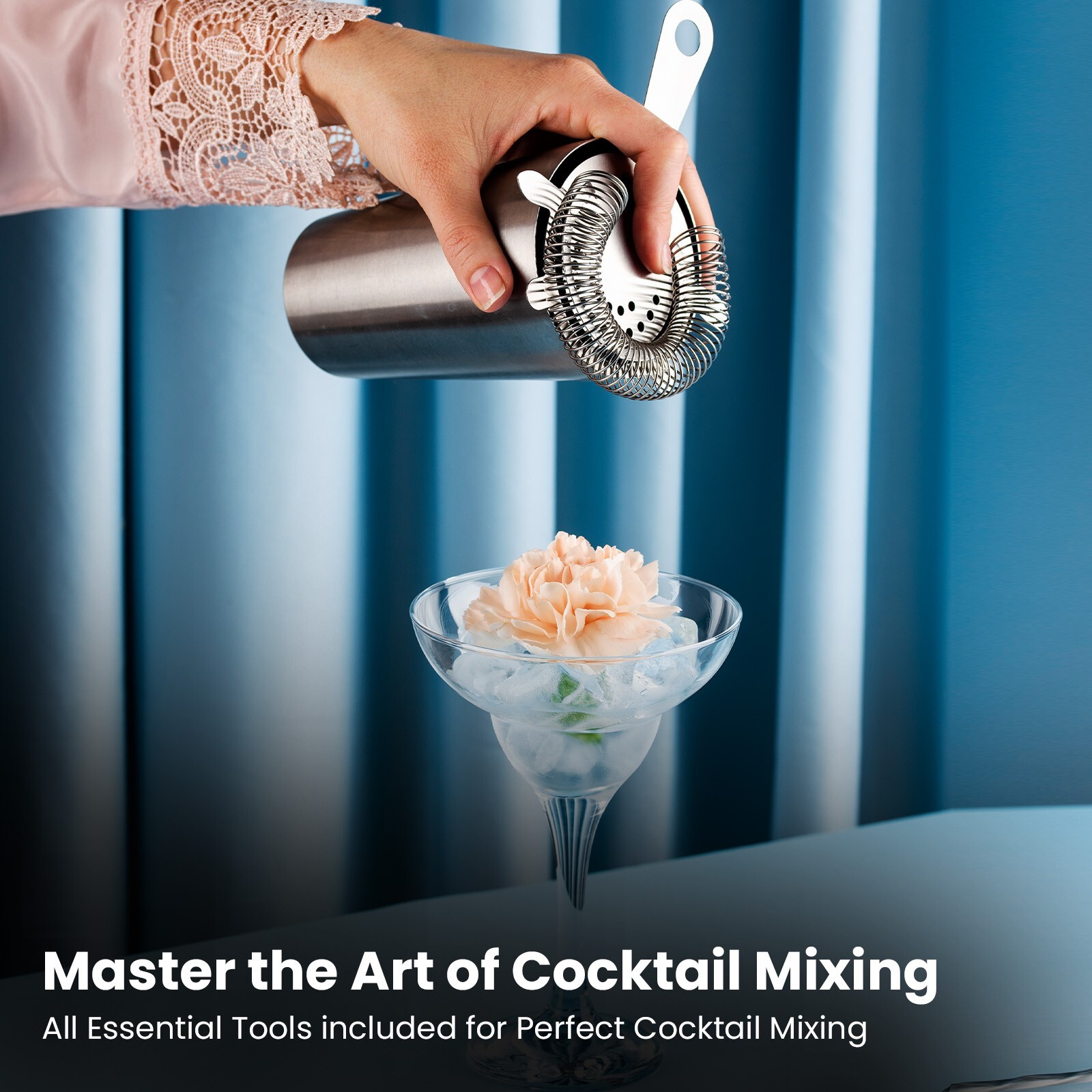 26-Piece Bartender Kit Cocktail Shaker Set with Bamboo Stand – Bar Tools Set