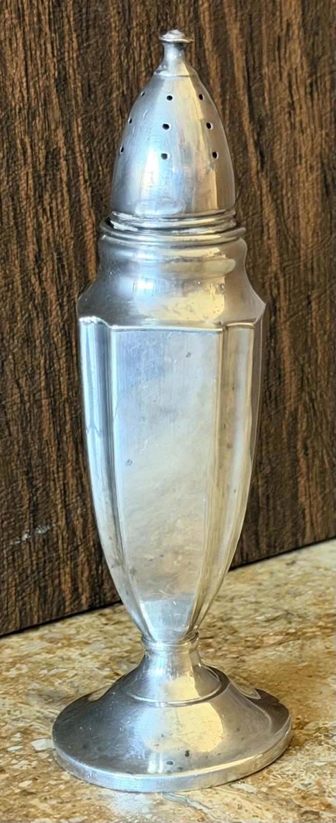 One Antique Sterling Silver Salt Or Pepper Shaker ~ Marked Crown/H/Shield #834