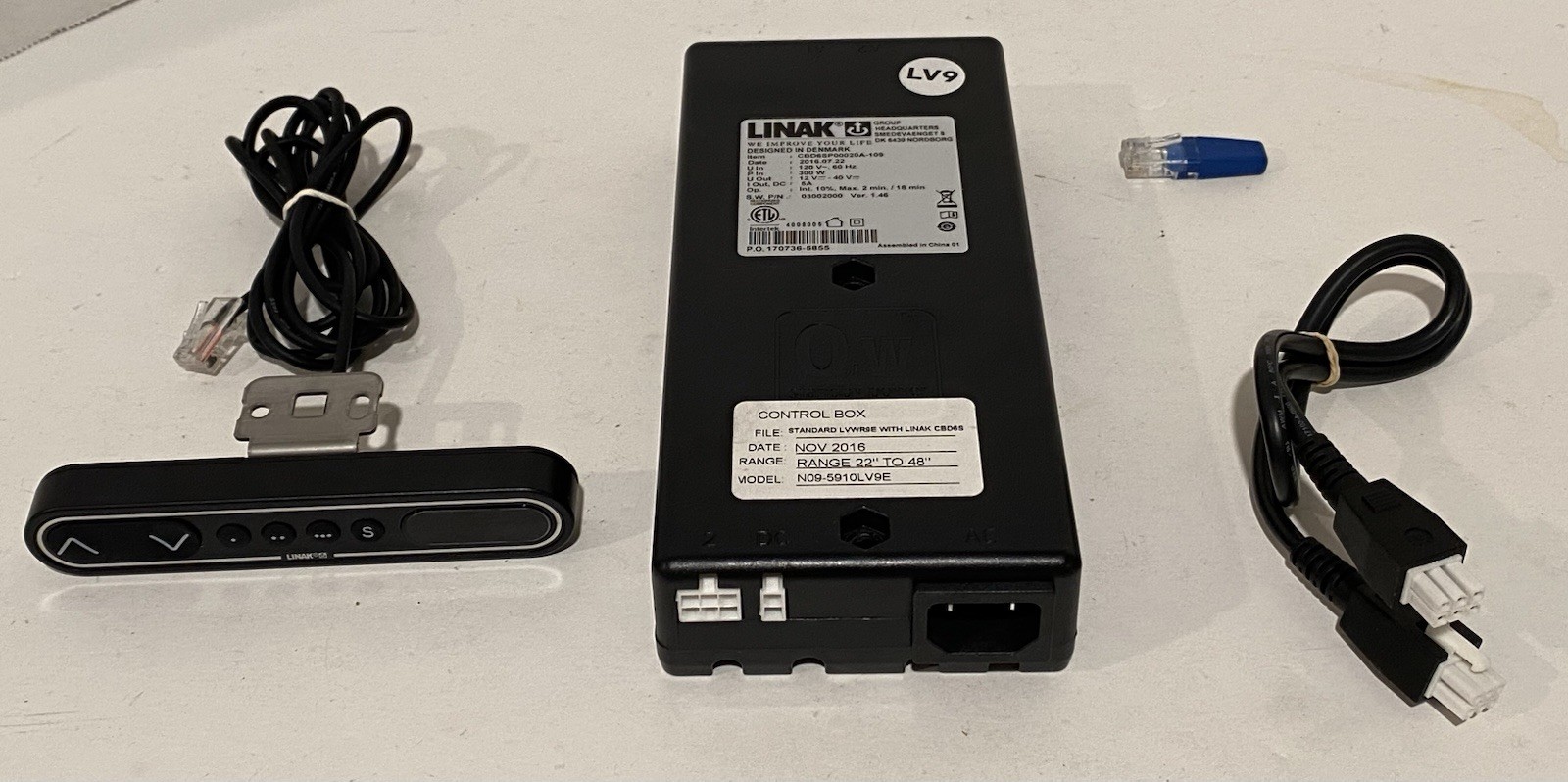 Linak Control Box Model CBD6SP00020A-109 With Cord And Height Controller Bar