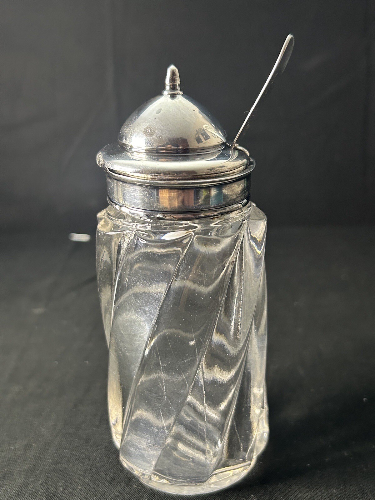 RARE Antique Manganese Glass Cruet Set Meriden Quadruple Plate Caddy c1900 READ