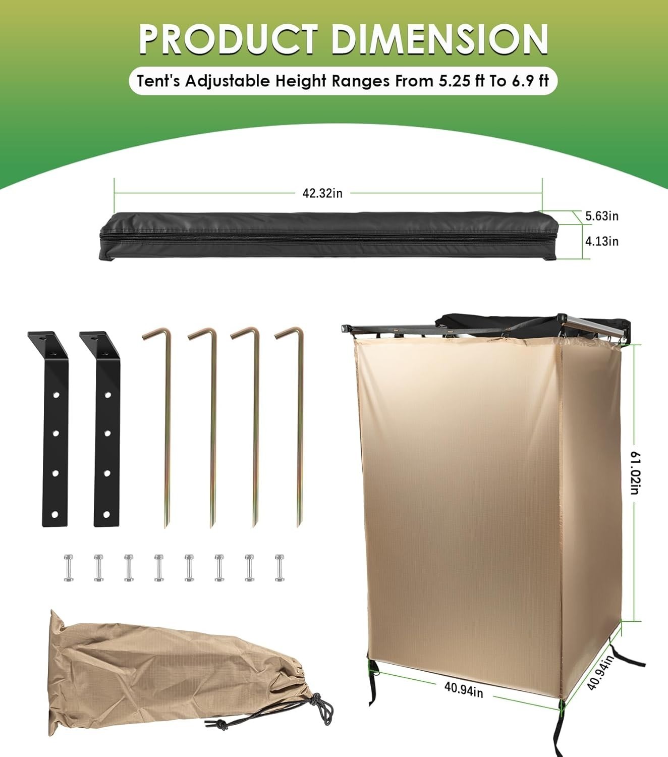 Awning Shower Tent Car Side Shower Room Privacy Shelter Restroom for Overland