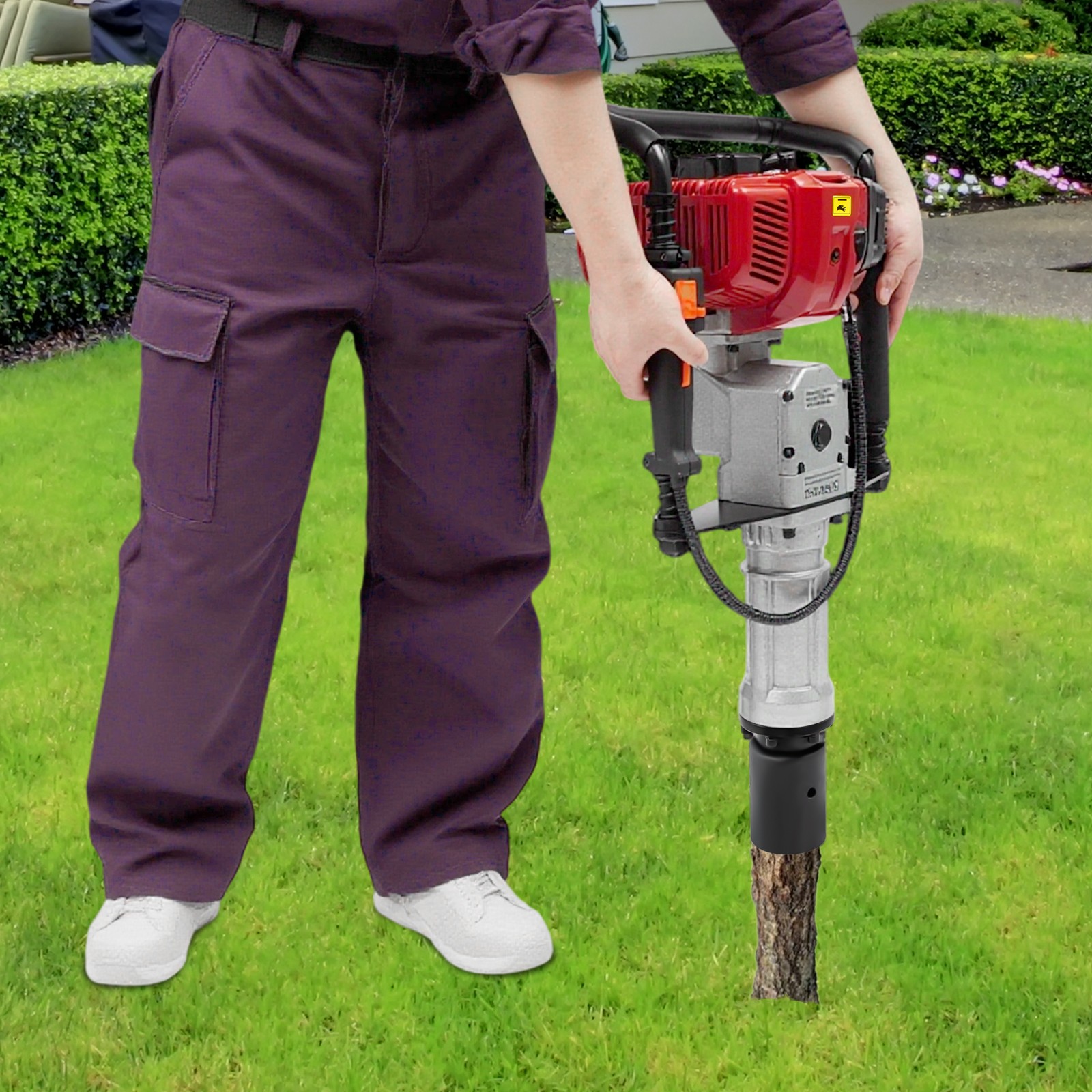 Gas Powered T-Post Driver 2-Stroke Gasoline Engine Fence Farm Push Pile Digger