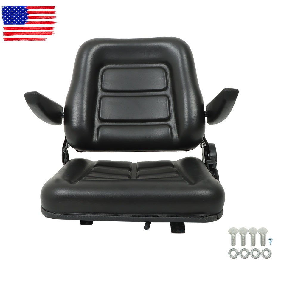 Universal Forklift Seat Fold Down Tractor Seat Adjustable Back & Armrest