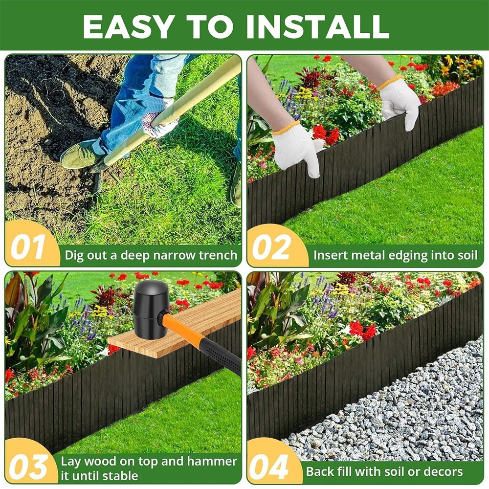 2pcs 30ft Garden Landscape Edging Border Lawn Edging Border Fence Yard Patios