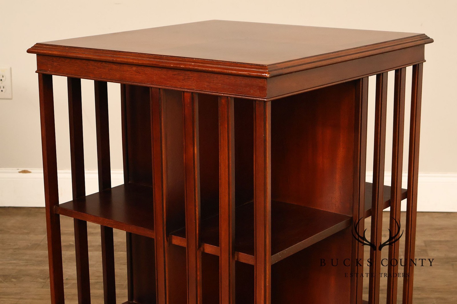 Edwardian Style Mahogany Inlaid Revolving Bookcase
