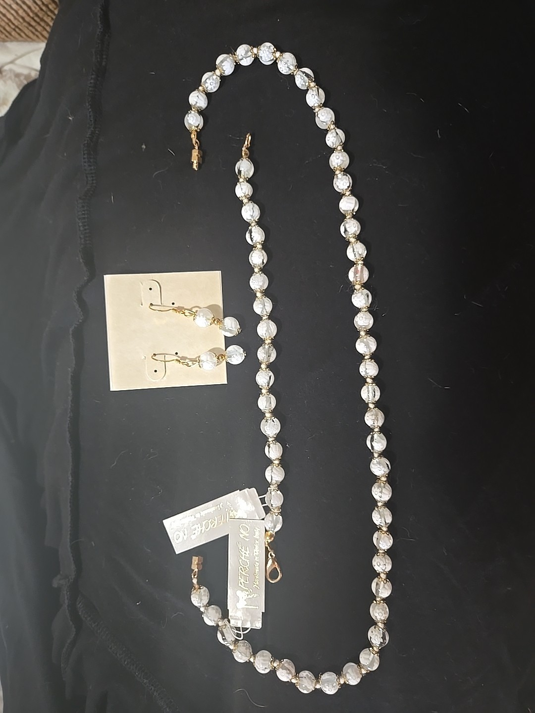 Perche No Handmade In Italy Venetian Glass Beads Necklace,Braclet&Earings Set