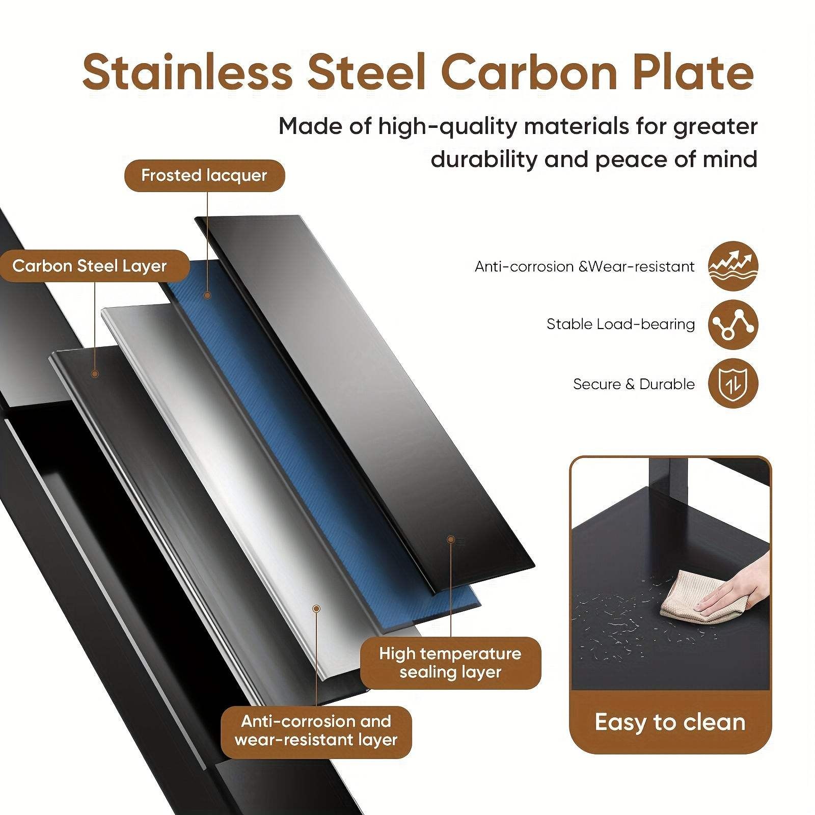 4-Tier Rolling Storage Rack with Baskets, Metal Utility Shelf on Wheels, Kitchen