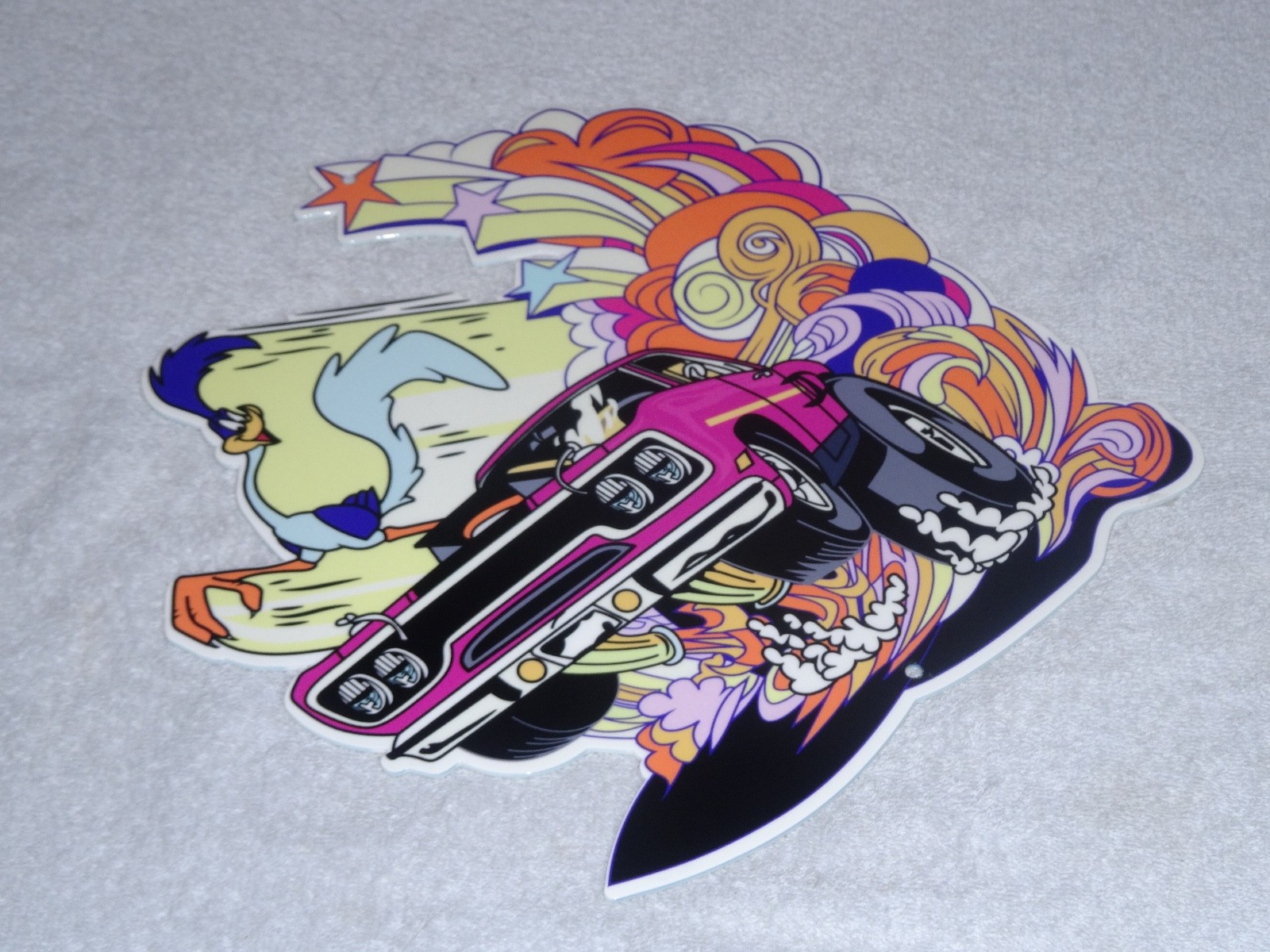 VINTAGE DODGE MOPAR ROAD RUNNER DIECUT 12" METAL ROADRUNNER CAR ADVERTISING SIGN