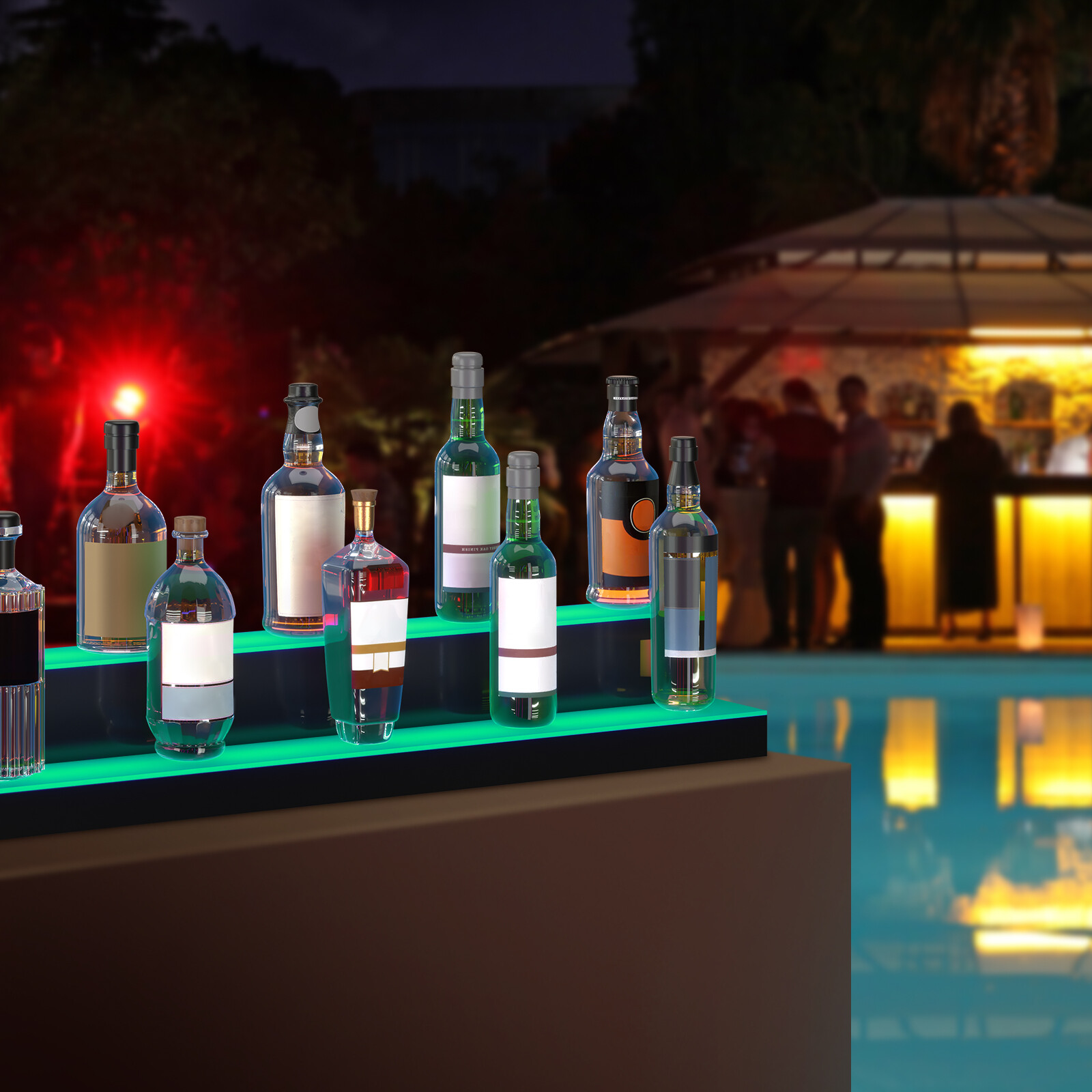 VEVOR LED Lighted Liquor Bottle Display Bar Shelf RF & App Control 40" 2-Step