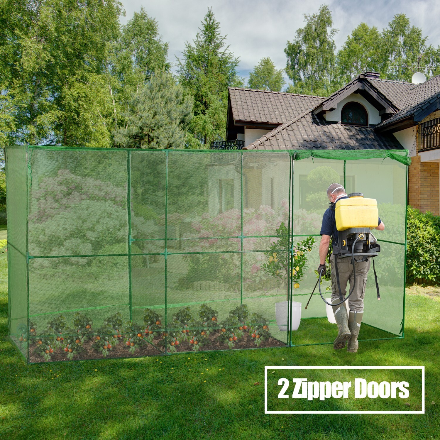 Aoodor 12x4x6ft. Walk-in Crop Cage Plant Protection Tent For Insects Squirrel