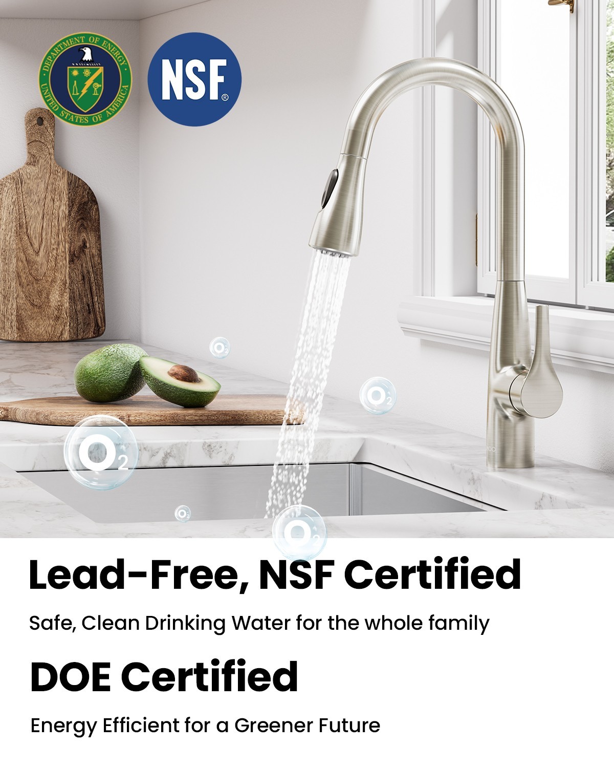 JOMOO Brushed Nickel/Chrome Kitchen Faucet, Pull Down Sprayer,Bar/RV