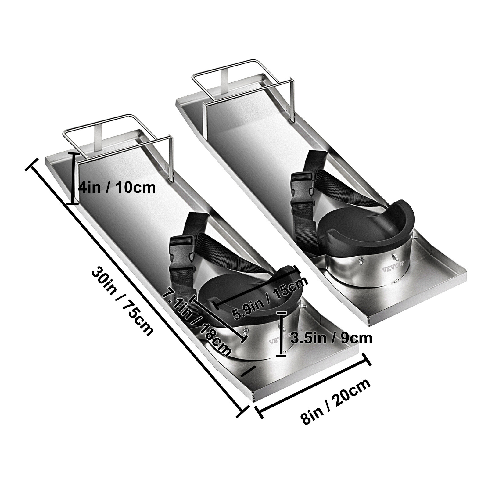 VEVOR Concrete Slider Knee Boards Pair Sliding Boards 30" x 8" Stainless w/ Pads