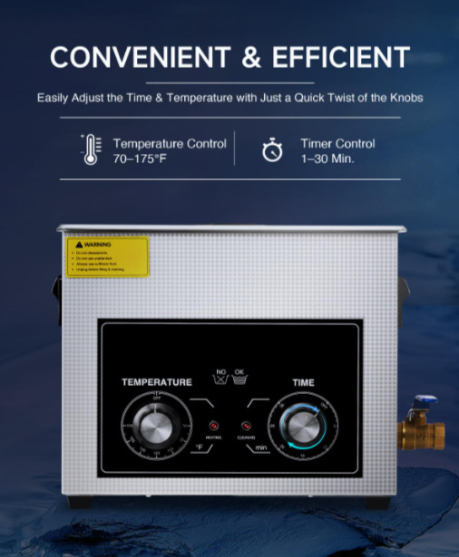 Limpiador ultrasónico profesional 6.5L con calefacción y cavitación 40kHz