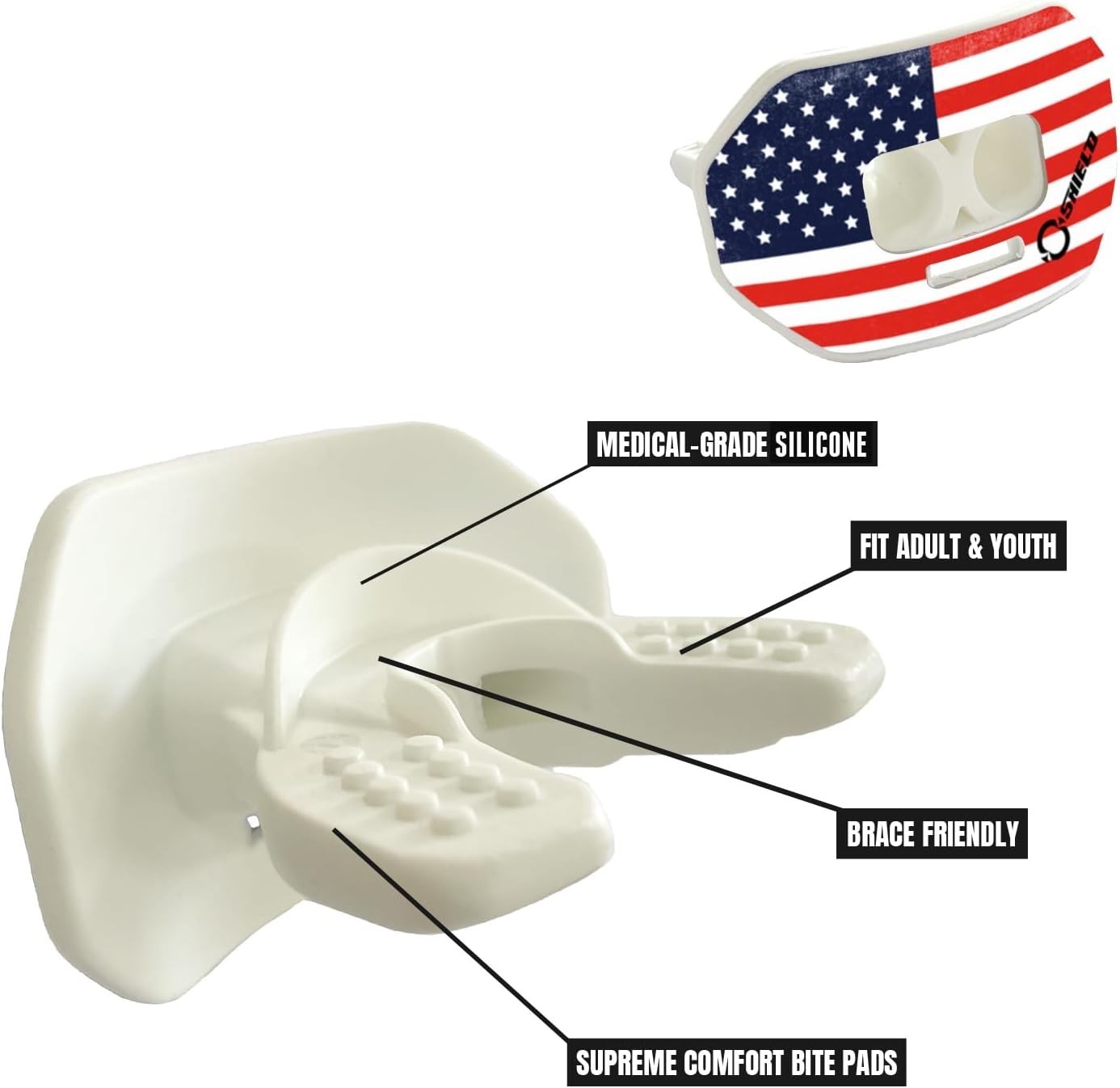 O Shield Mouthguard - American Flag - Vortex Airflow Design for Adult & Youth