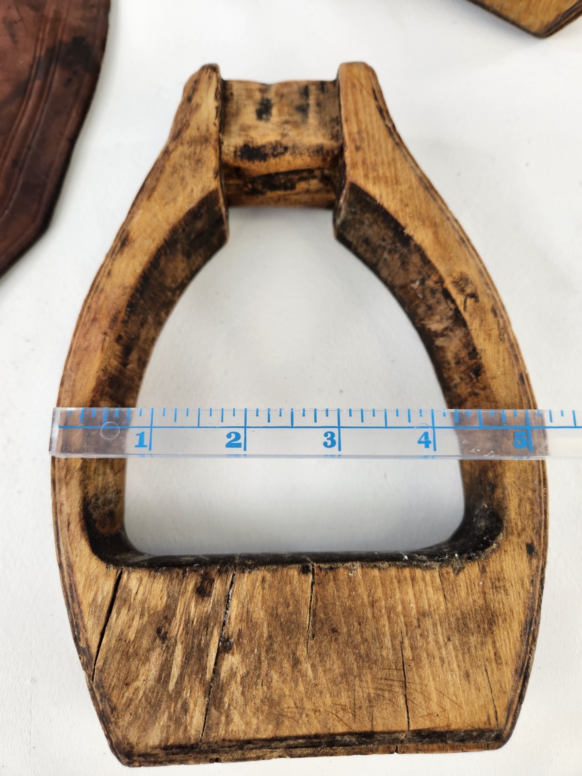 Antique Wooden Stirrups & Leather Tapaderos Boot Cover Hand Carved Horse Saddle