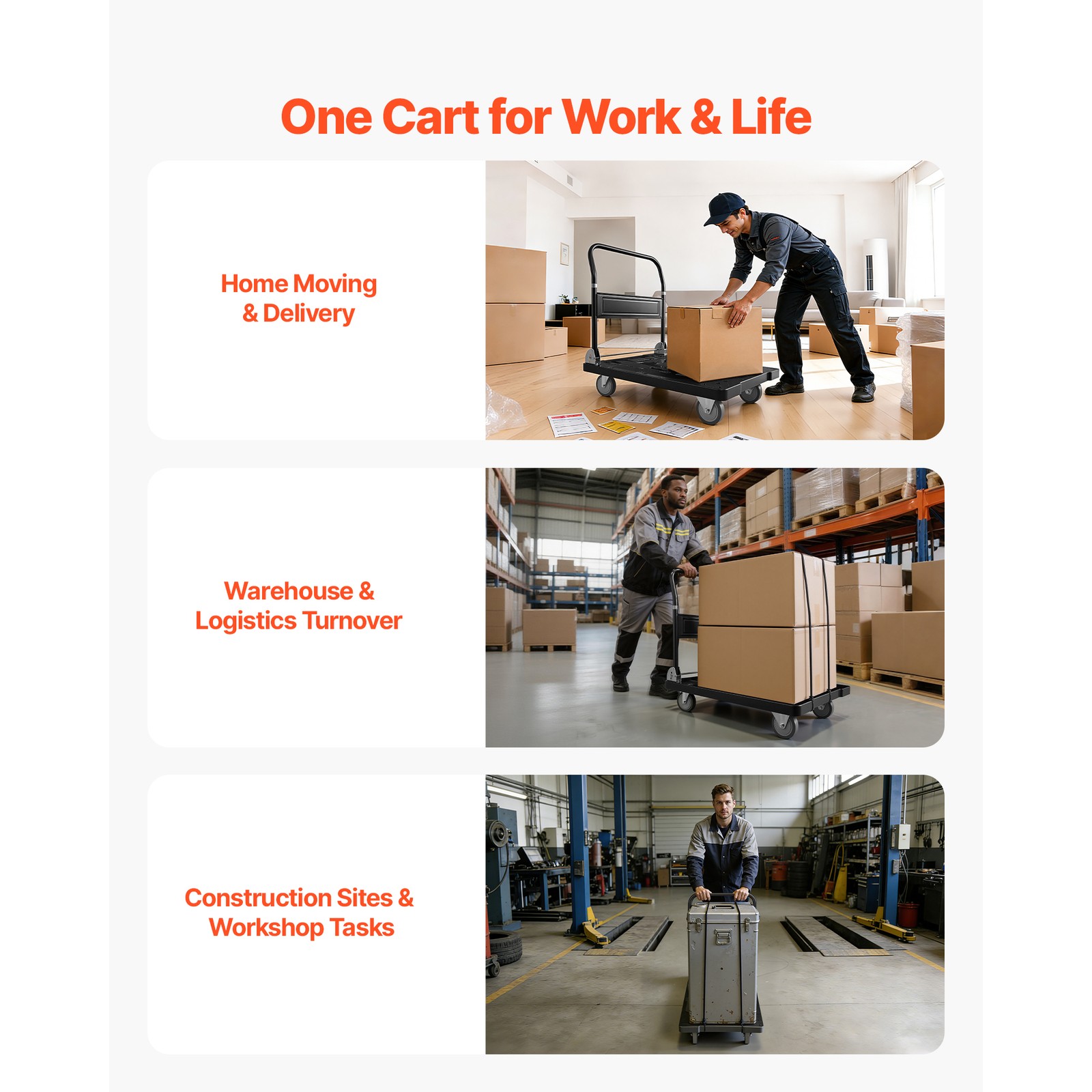 Uimoso Foldable Push Cart Dolly 1000 lbs Capacity with Wheels Folding Platform