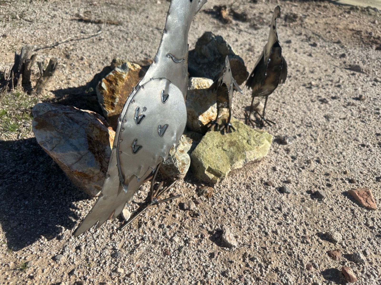 Handcrafted Rustic Metal Quail Yard Art