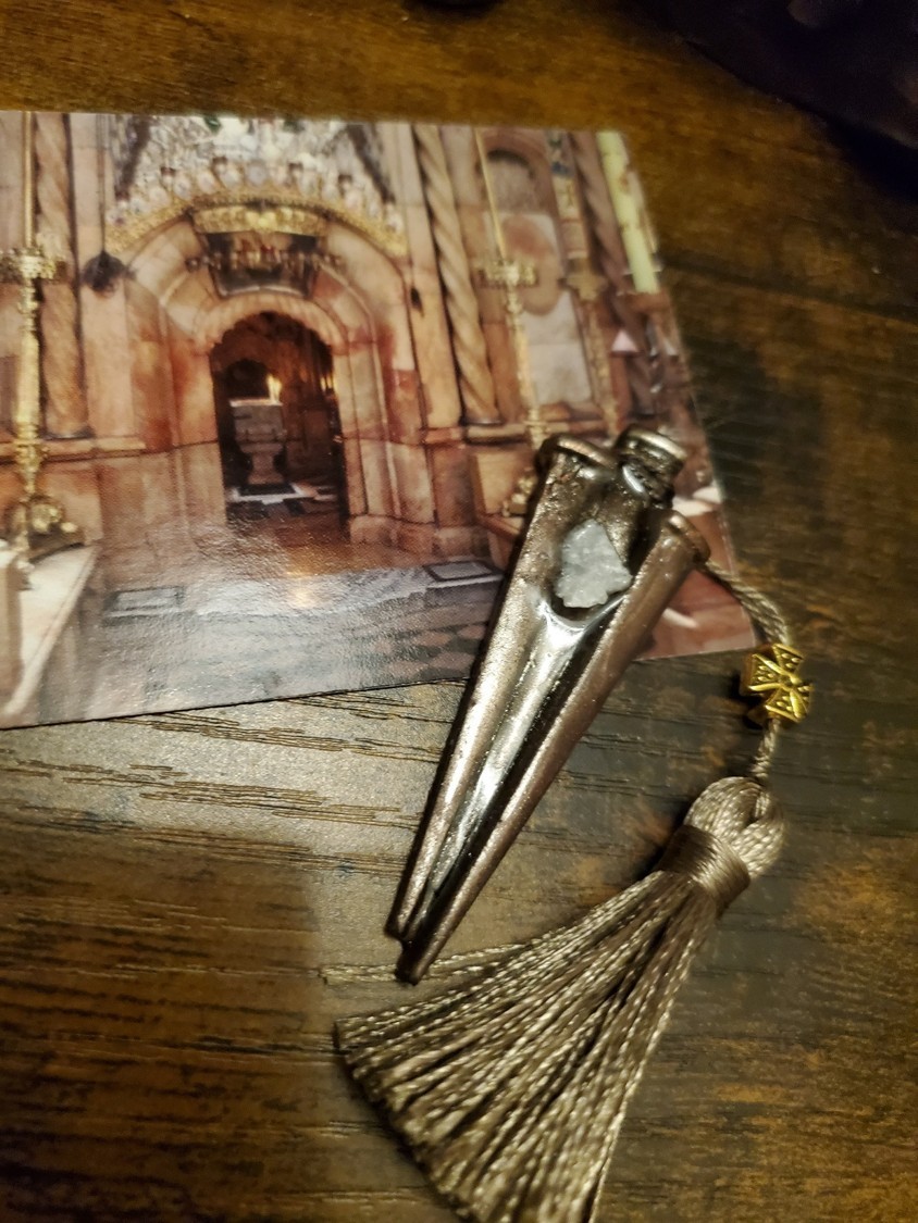 Tomb of Jesus Prayer Medallion with Stone From Tomb of Jesus Holy Sepulchre