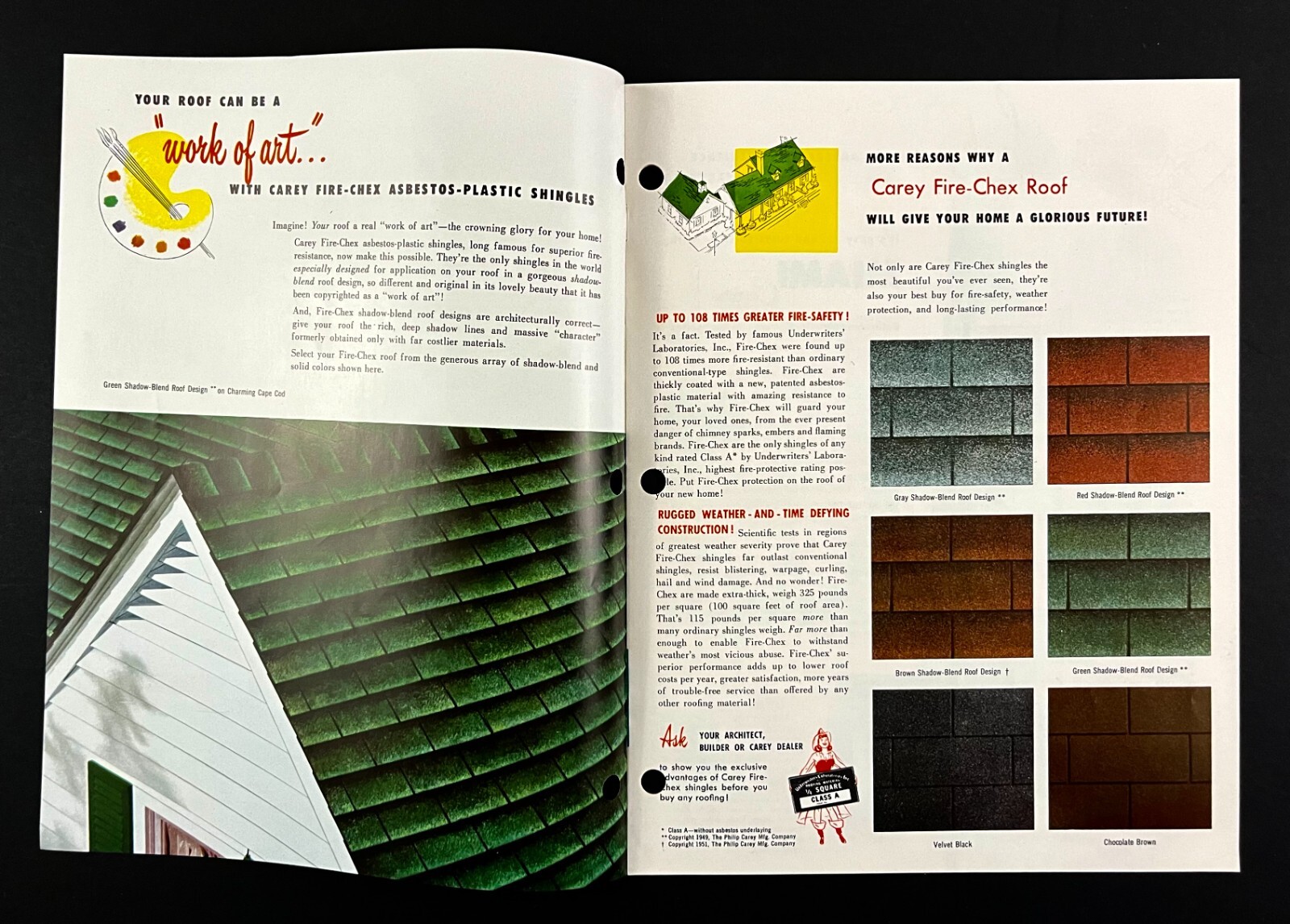 1950s Carey Fire Chex Roof Ceramo Guard VTG Mid Century Home Remodeling Catalog