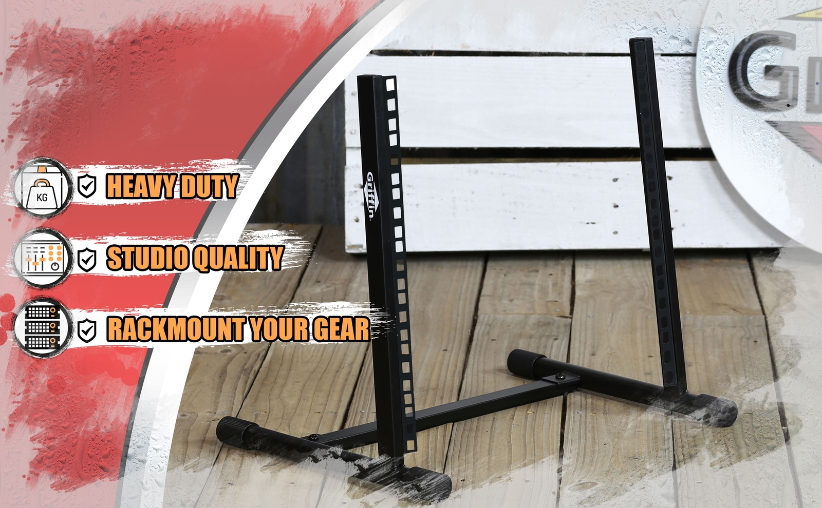 Studio Rack Mount Stand - GRIFFIN Recording Mixer Equipment Gear Case Network DJ