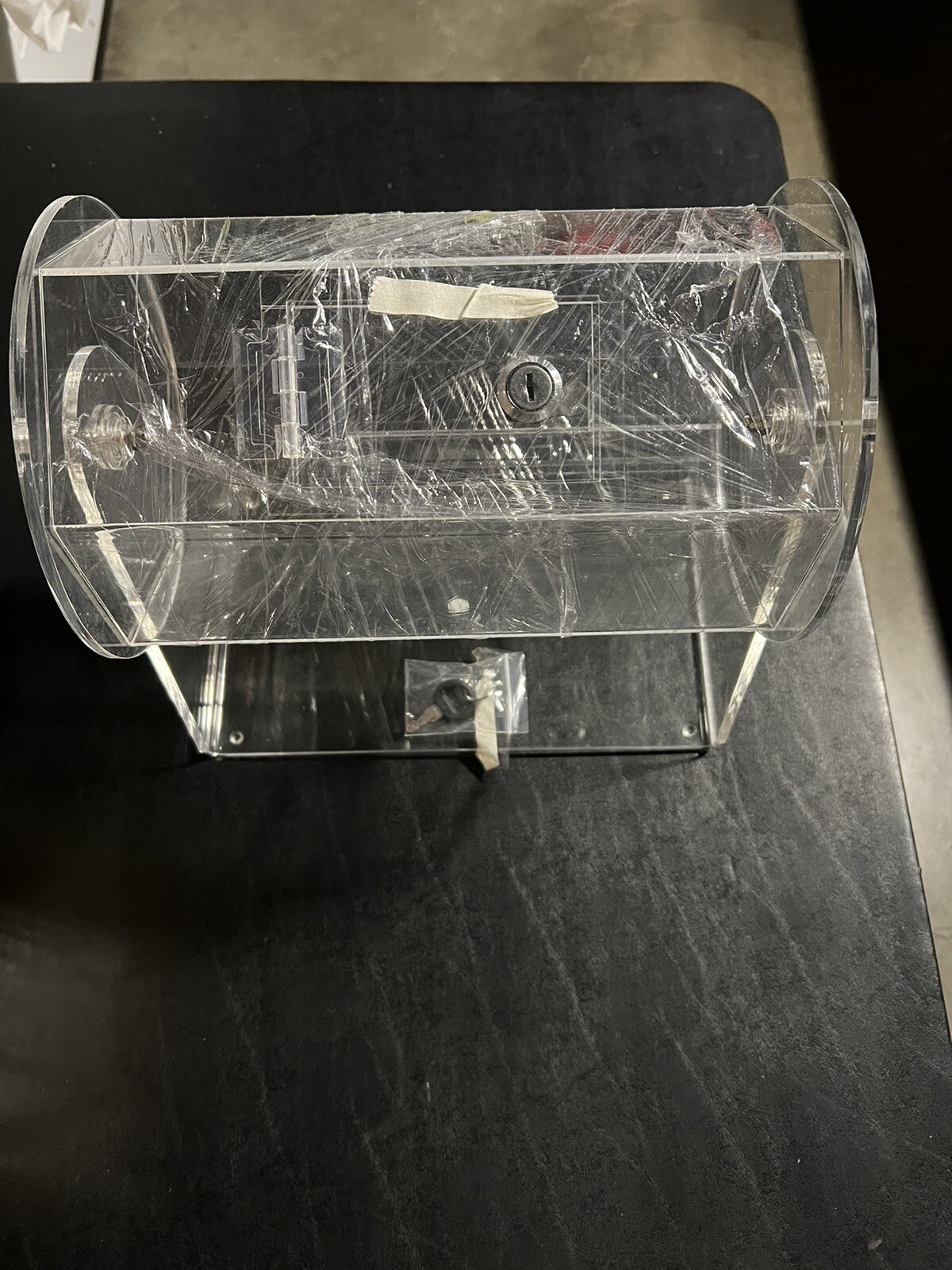 Portable Acrylic Raffle Ticket Lottery Spinning Drum With Key, Transparent