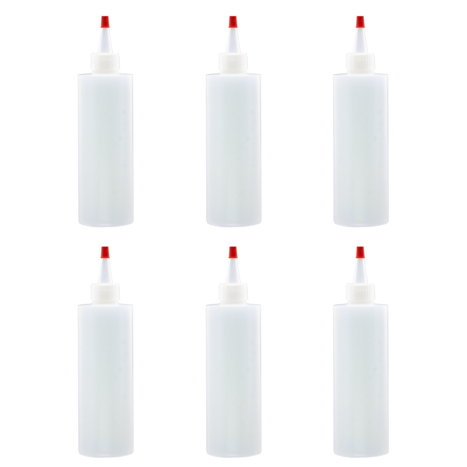 8oz Plastic Squeeze Bottles HDPE w/Yorker Tips (6-Pack) Empty Refillable Bottle
