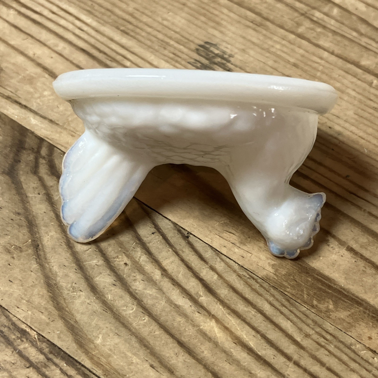 Vintage Westmoreland Opaline Milk Glass Mini Hen On Nest Salt Cellar Signed