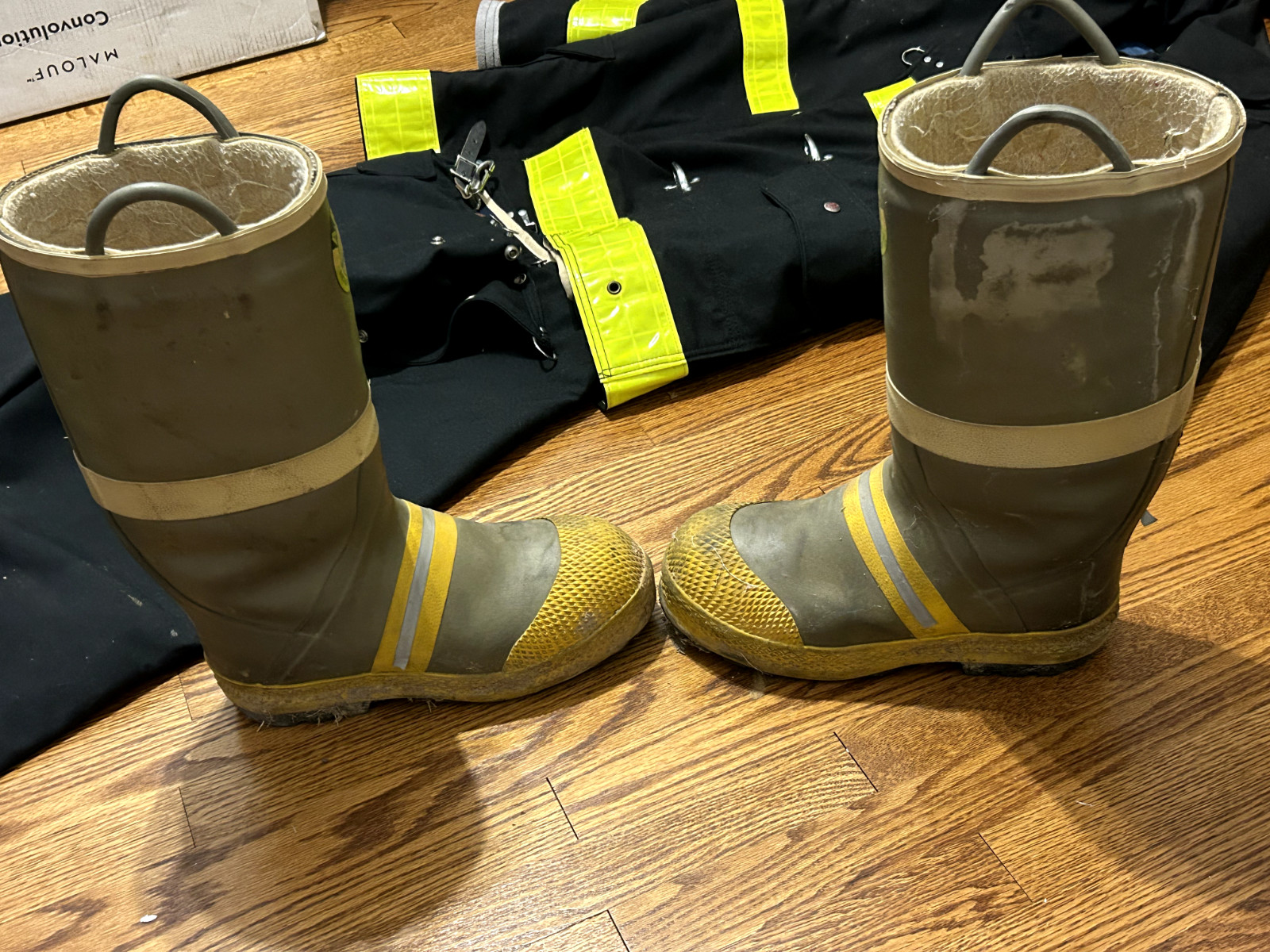 Vintage Body Guard Coat/ Pants/ Boots - Fireman Firefighter Jacket/ Pants/ Boots