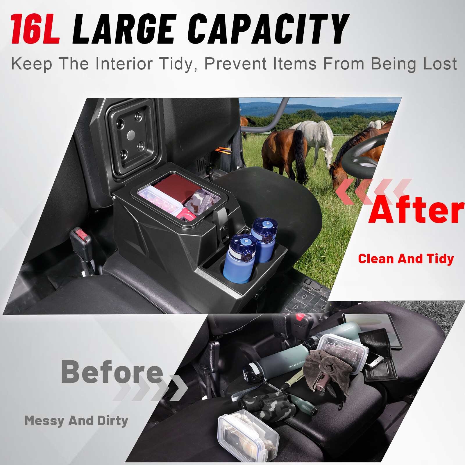 UTV Center Console Armrest Box For 2017-2025 polaris ranger xp 1000/ ranger 1000