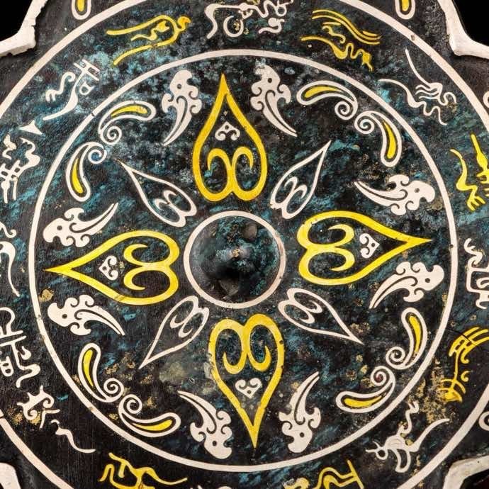 6.8'' Old Chinese Dynasty Bronze Ware Gilt Sliver Beast Mirror Bronze mirror