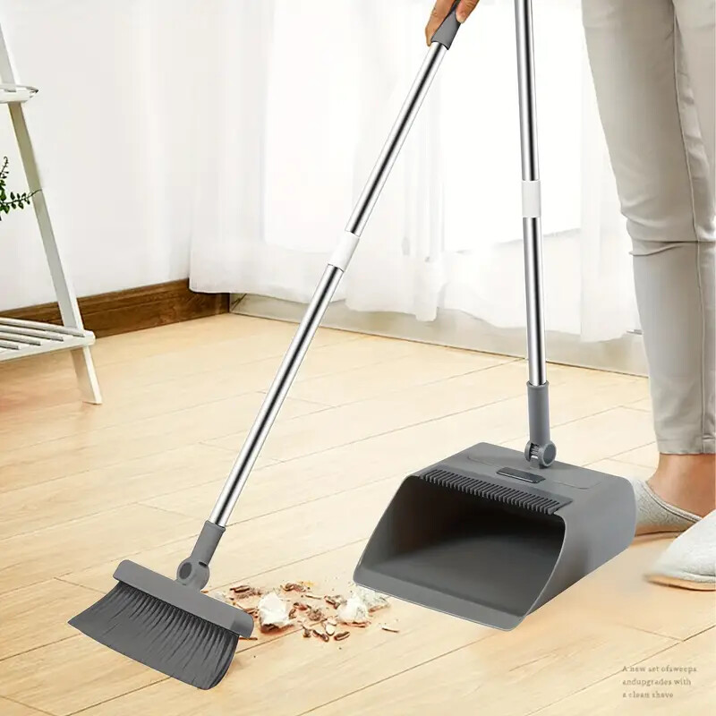 3-In-1 Broom And Dustpan Set 180 Degree Rotatable Broom Dustpan Combo New