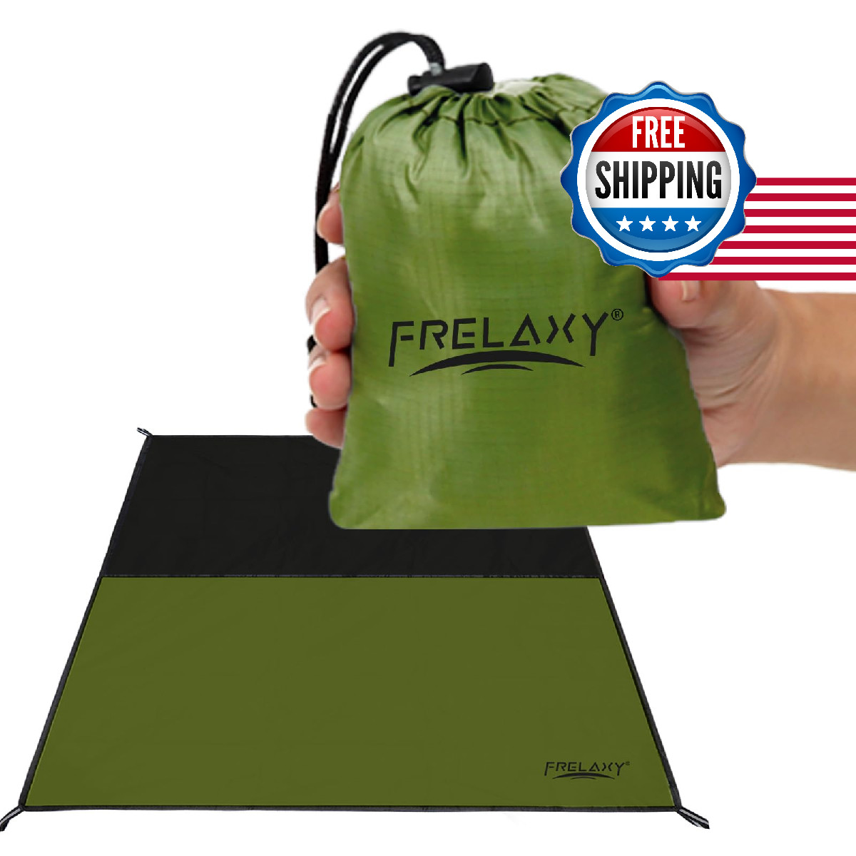 Frelaxy Pocket Picnic Blanket, Waterproof Sandproof Beach Mat, Compact Camping T