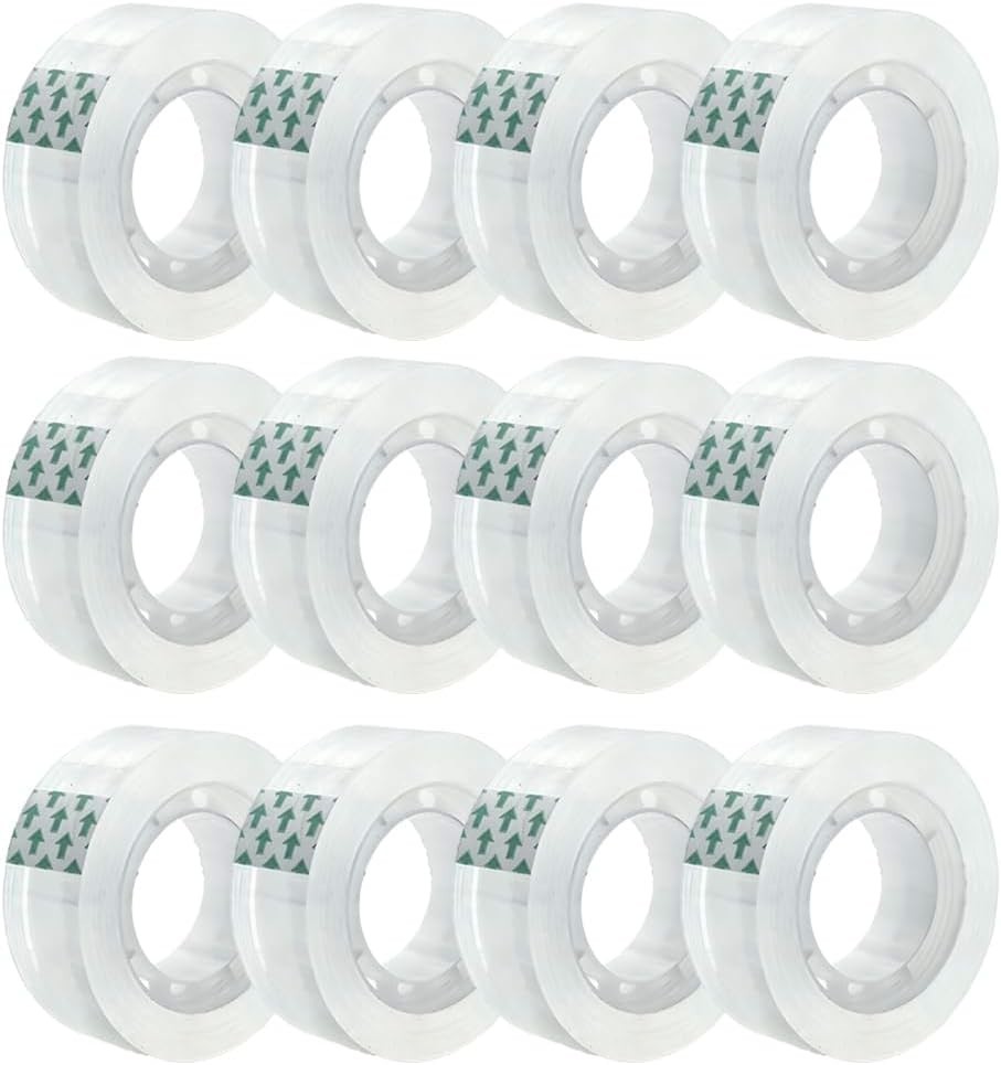 Clear Transparent Tape Rolls 3/4" x 1000" Dispenser Refill 12 Tape Rolls Scotch
