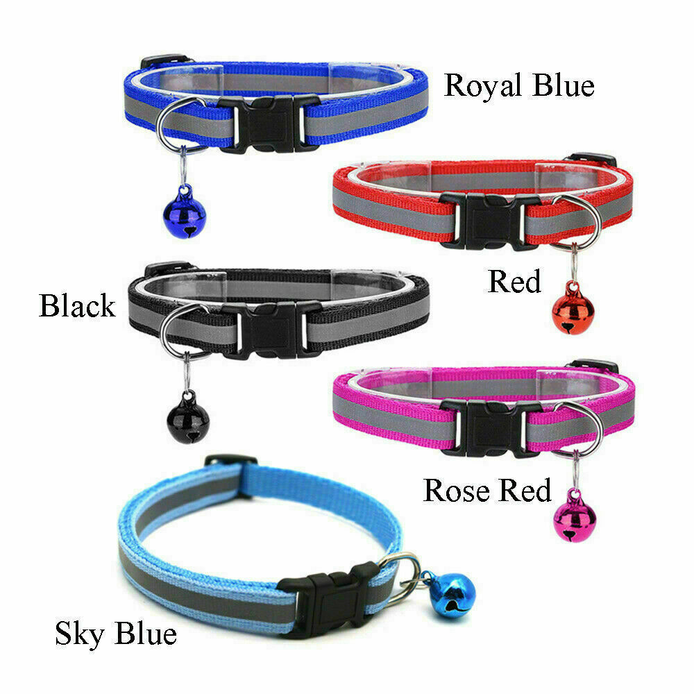 Adjustable Reflective Nylon Cat Collar Bell For kitten Small Dog Puppy Pet