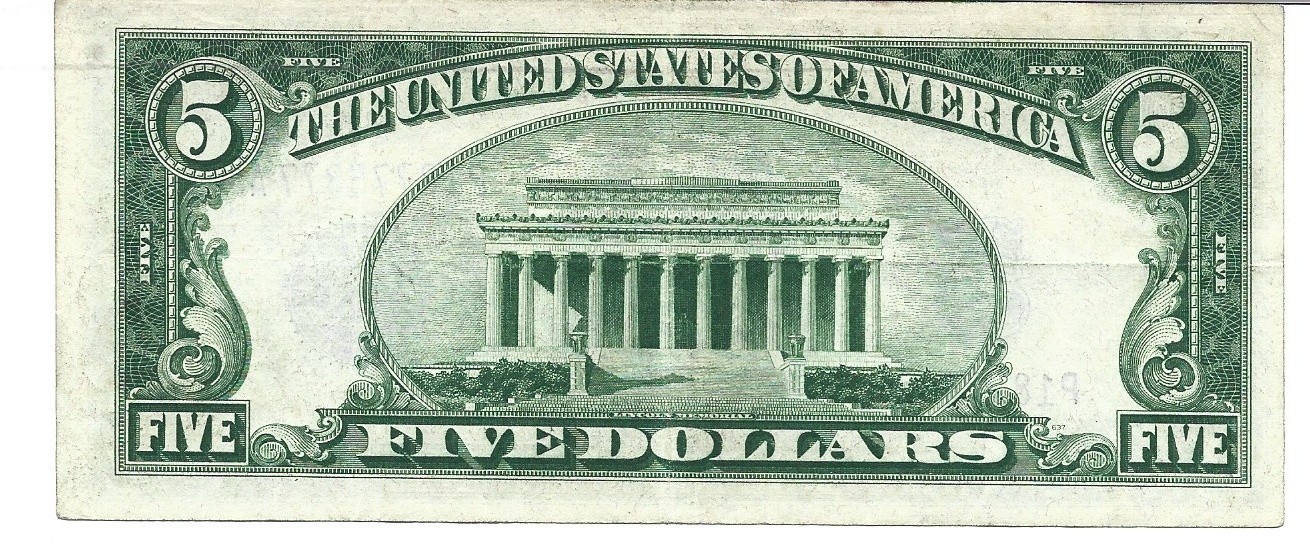 1934-C $5 Silver Certificate Mule Fr. 1653m Circ. Back Check #637 #5377