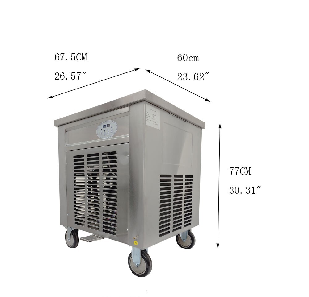 19*19in 110V Commercial Square Rolled Ice Cream Maker Frozen Yogurt Machine