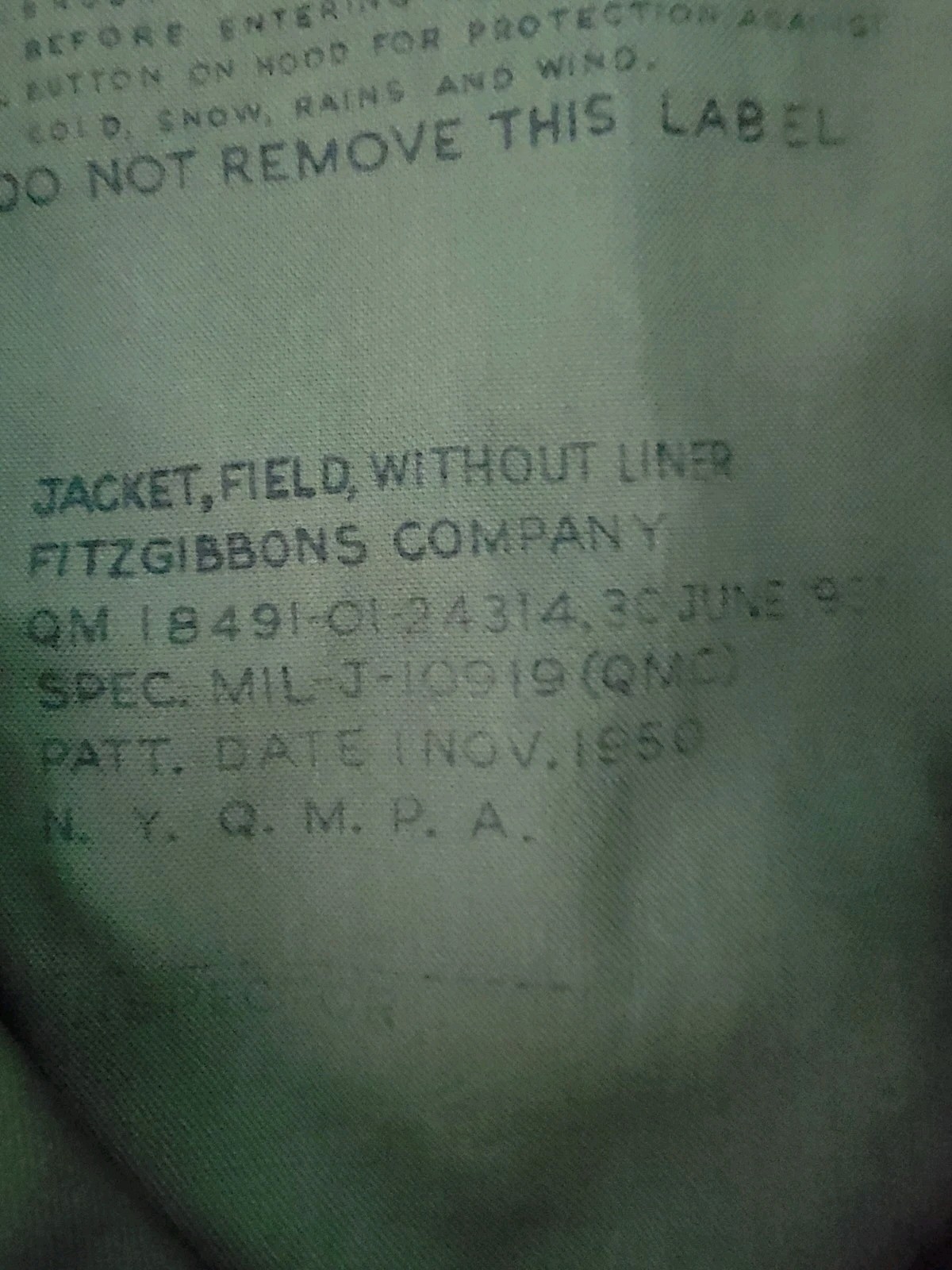 Vintage 1950s US Army Field Jacket Without Liner Size Regular Small