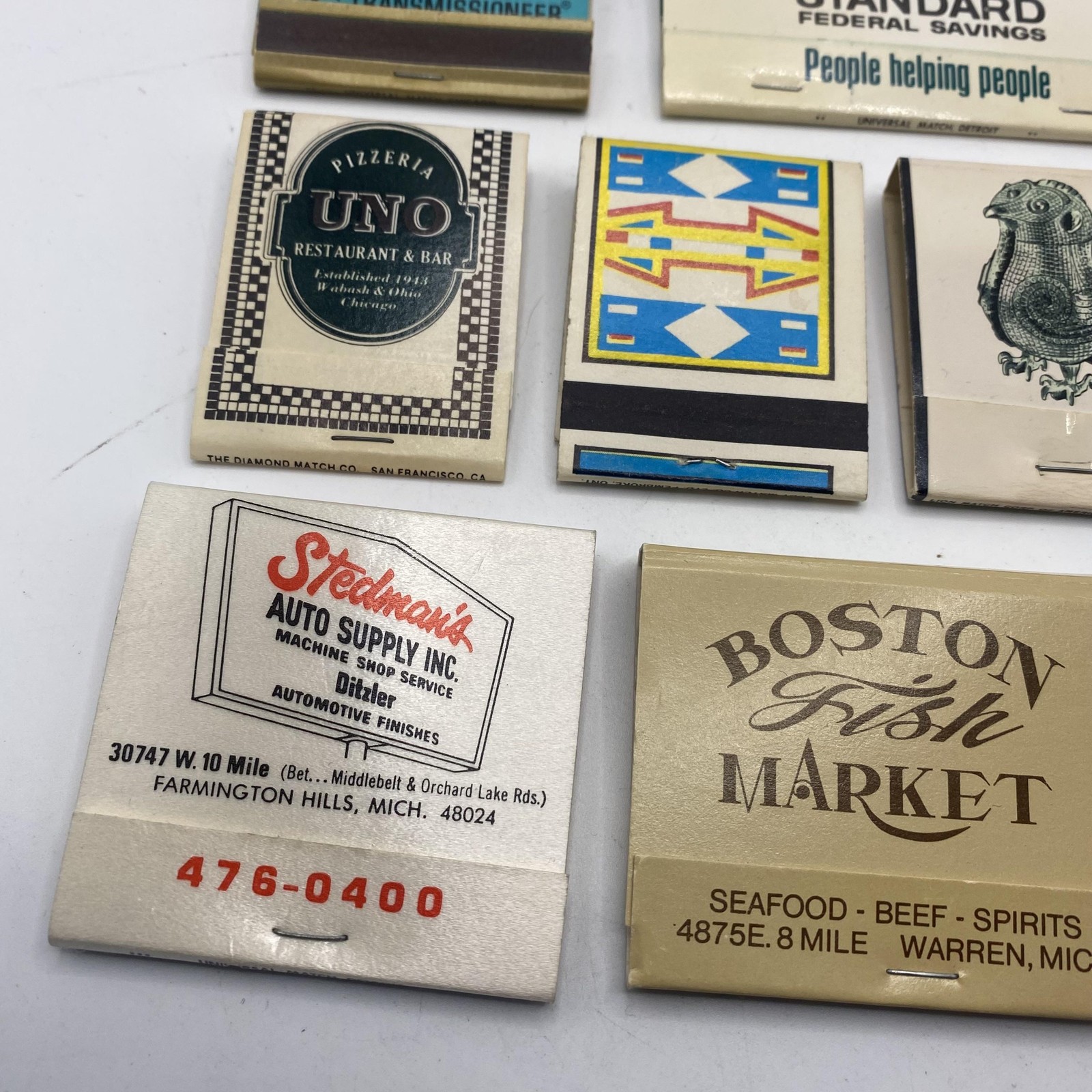 Vintage Advertising Matchbooks Lot 13 Restaurants Banks Auto Fish Market Steak
