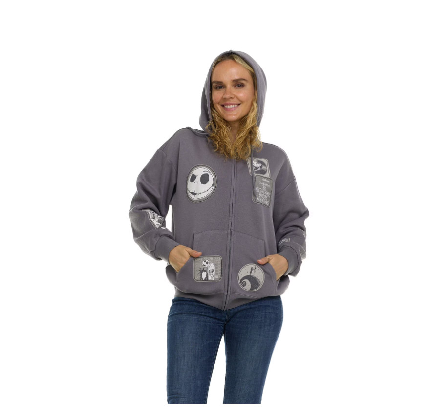 Disney NWT Nightmare Before Christmas Multi-patch Full Zip Women's Hoodie, Large