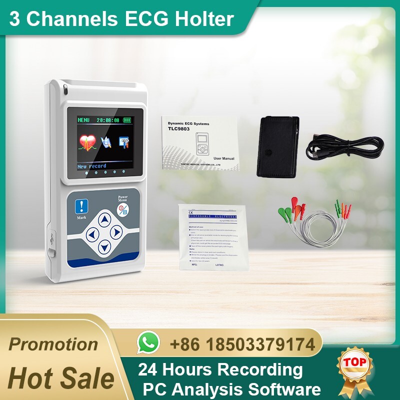 TLC9803 3 Channels ECG Holter 24H Recorder Dynamic EKG Monitor System + software