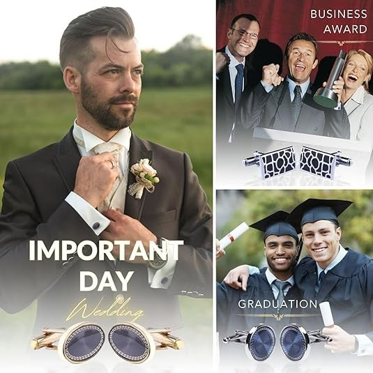 12 Pairs of cufflinks for Men Versatile variants Cufflinks Gifts For Men